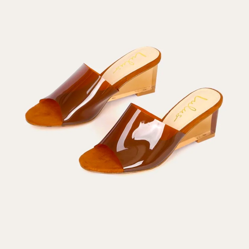 Smoked vinyl wedge sandals